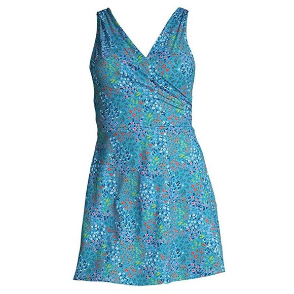 NWT Lands' End Women Tummy Control Surplice Wrap Swimdress Size 26W $150 HH272 - Picture 5 of 5